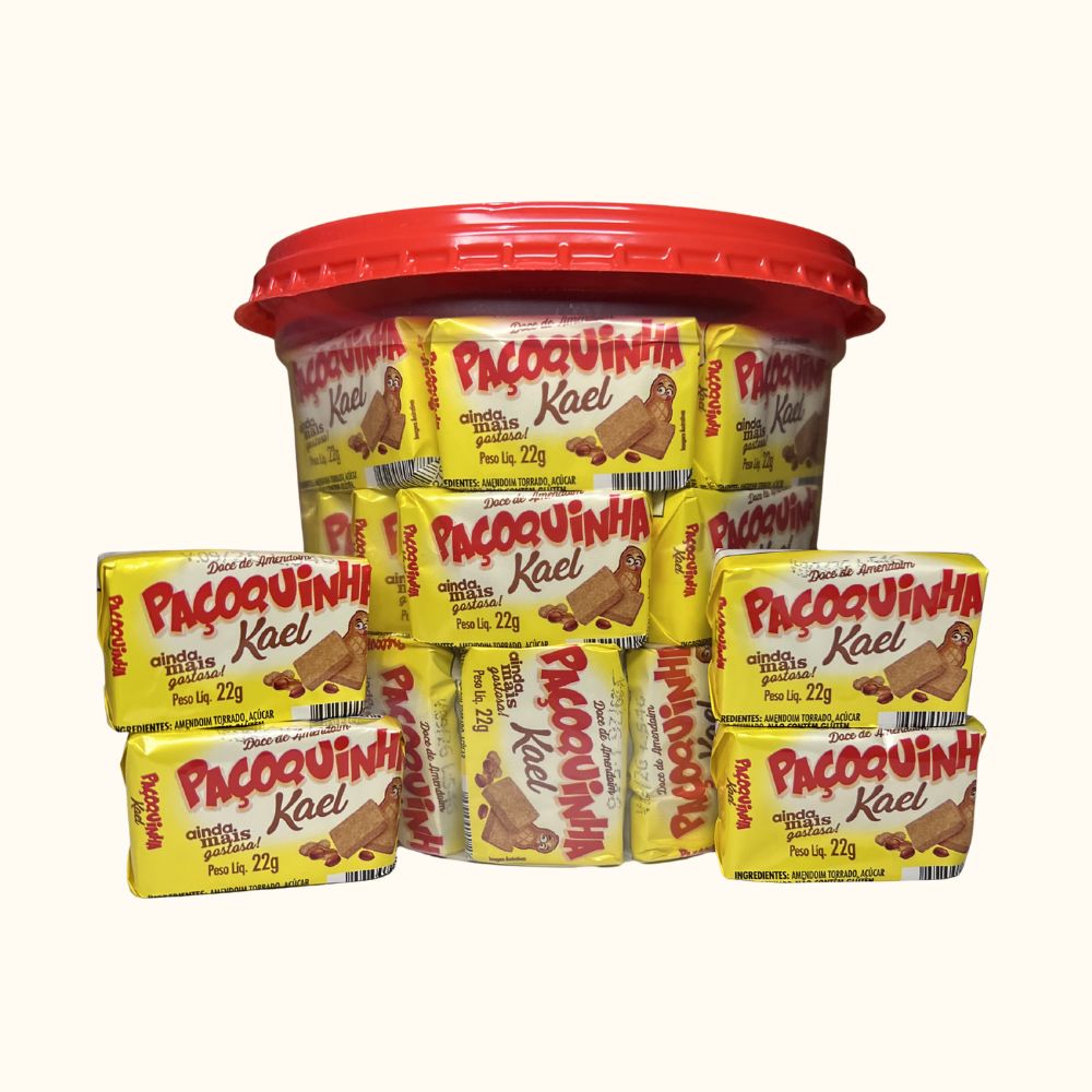Paçoca Quadrada Kael – Pote 1,05kg com (50 Unidades)