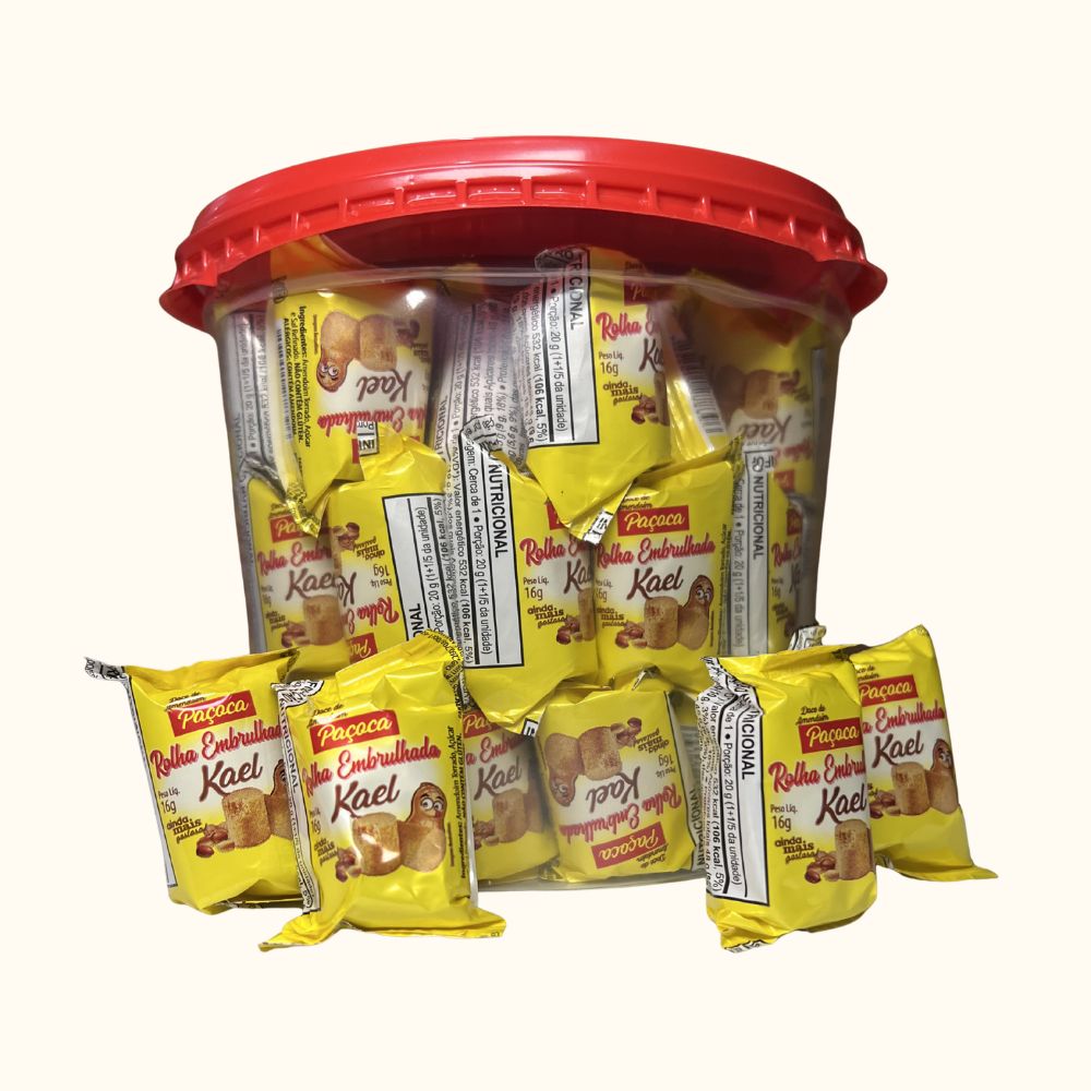 Paçoca Rolha de Amendoim Embrulhada – Pote 800g com 50 Unidades