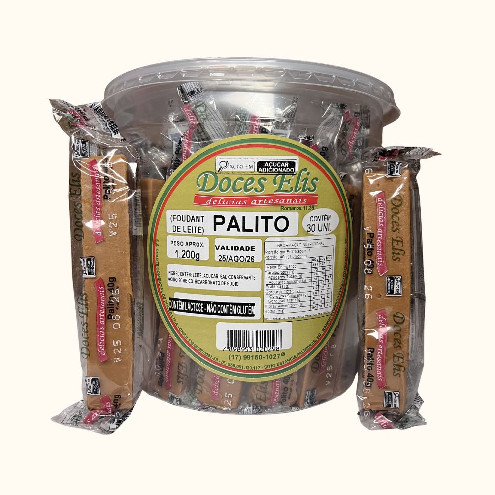 Palito de Doce de Leite Doces Elis – Pote 1,200kg com 30 Unidades