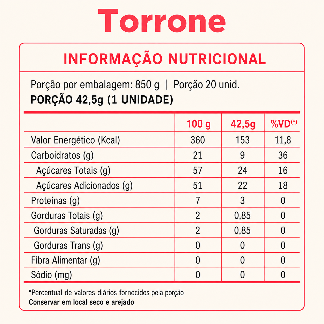 Torrone Crocante de Amendoim 850g – 20 unidades embaladas