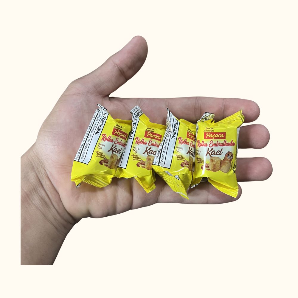 Paçoca Rolha de Amendoim Embrulhada – Pote 800g com 50 Unidades