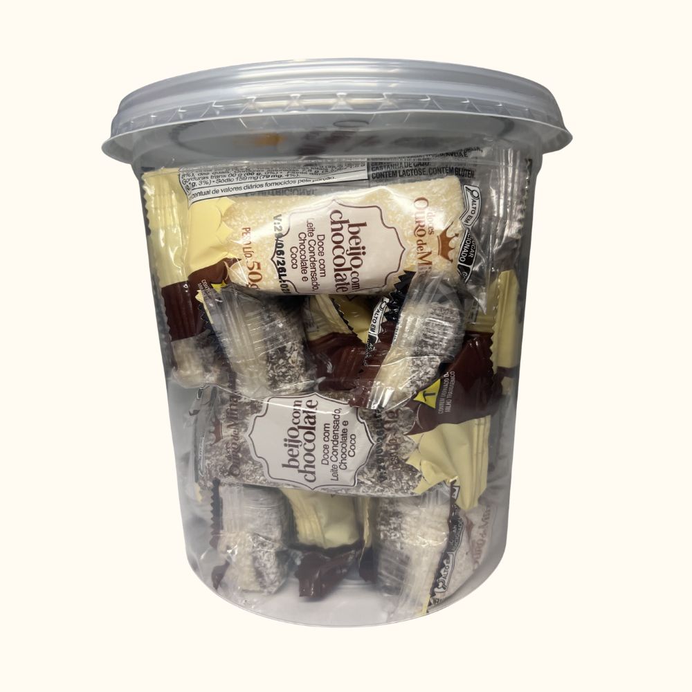 Beijo com Chocolate Ouro de Minas – Pote com 21 Unidades (1,05kg)