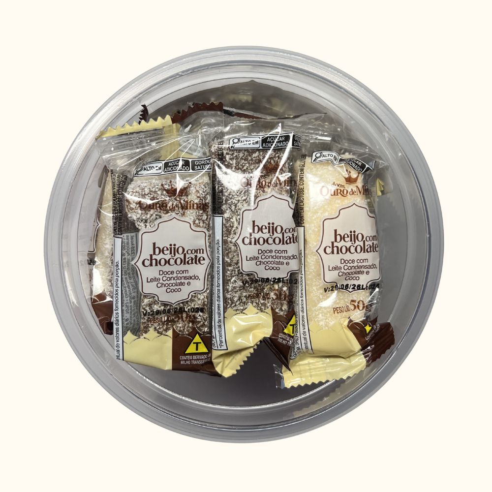 Beijo com Chocolate Ouro de Minas – Pote com 21 Unidades (1,05kg)