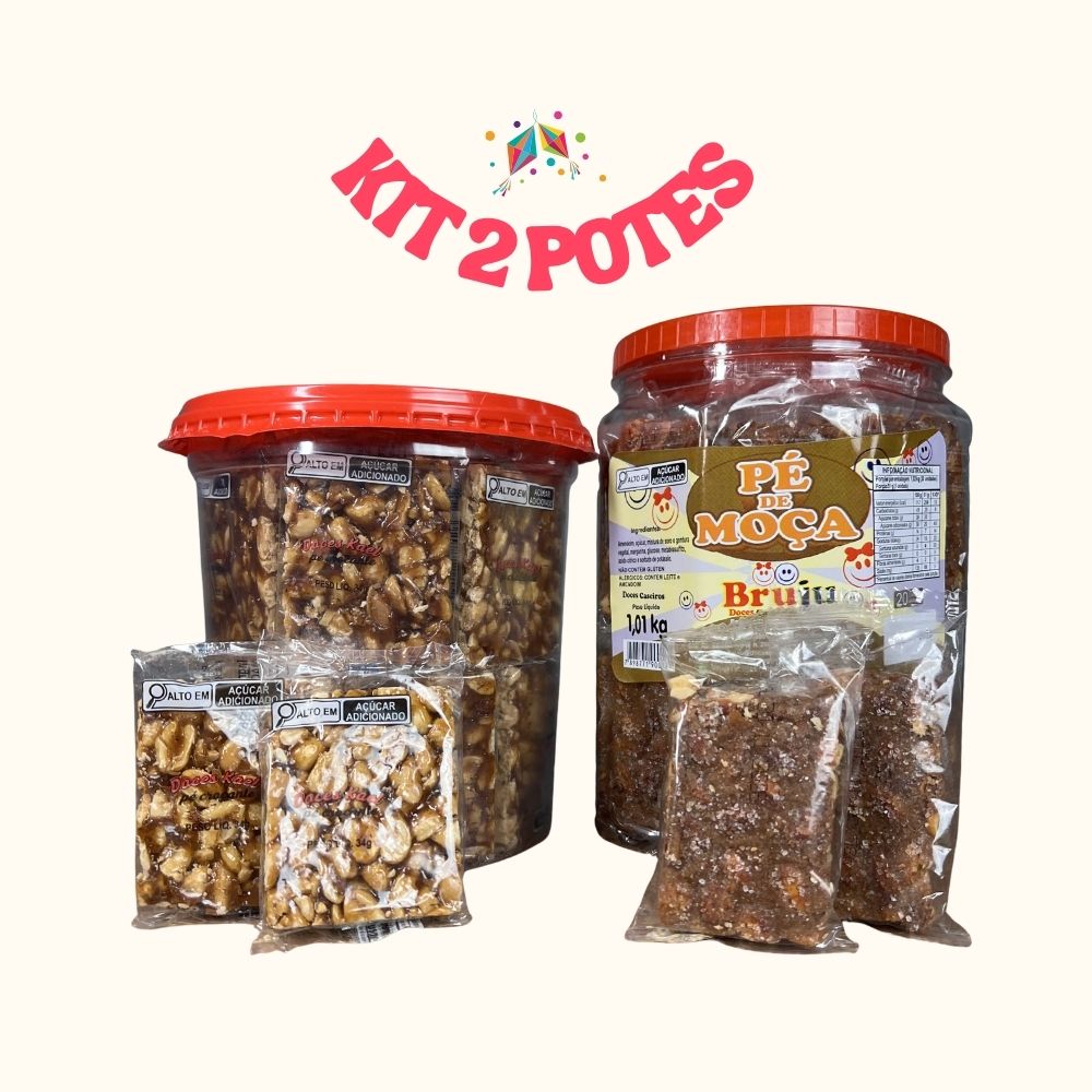 Kit Festa Junina - Pé de Moça + Pé de Moleque Crocante (2 Potes)