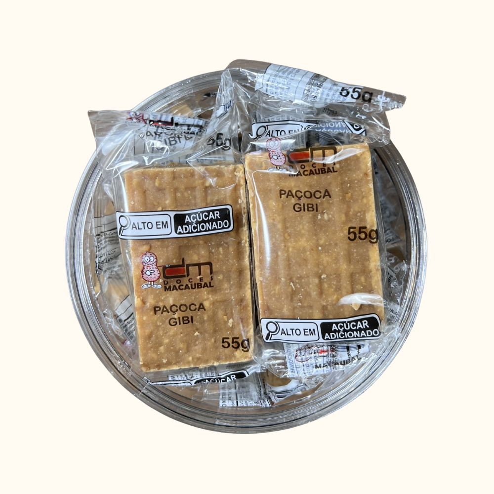 Paçoca Gibi Quadrada Doces Macaubal – Pote 1,1kg com 20 Unidades