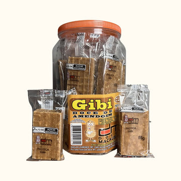 Paçoca Gibi Quadrada Doces Macaubal – Pote 1,1kg com 20 Unidades