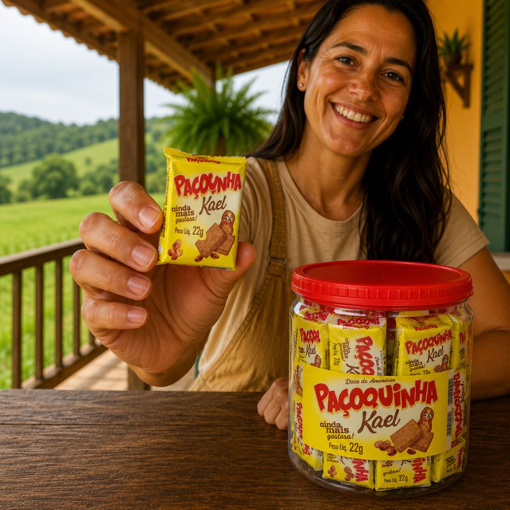 Paçoca Quadrada Kael 1,05kg – 50 unidades embaladas