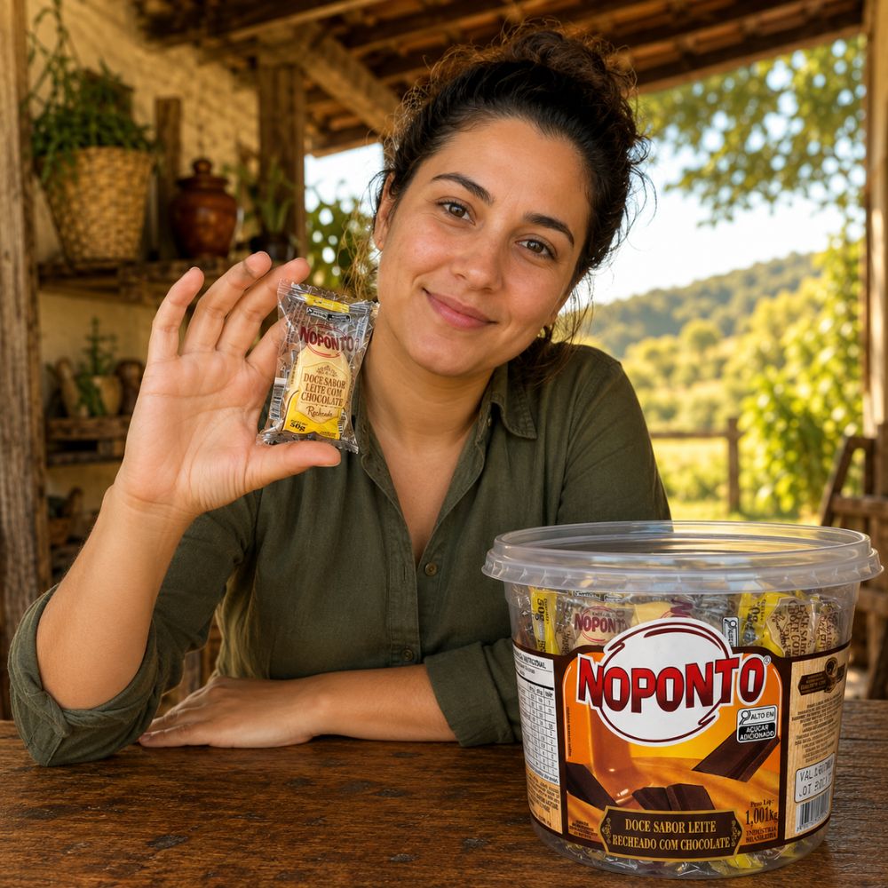 Doce de Leite Recheado com Chocolate Noponto 1kg – 20 unidades embaladas