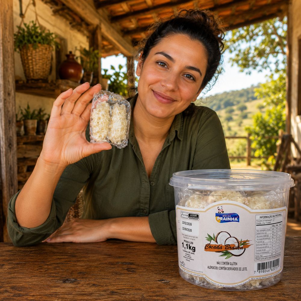 Cocada Branca Prainha 1,1kg – 20 unidades embaladas