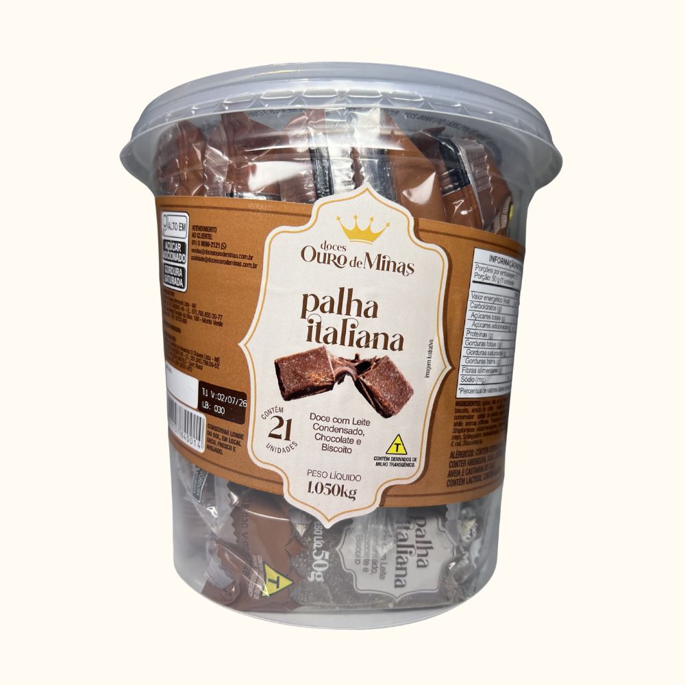 Palha Italiana Ouro de Minas – Pote com 21 Unidades (1,05kg)