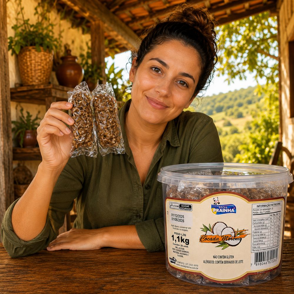 Cocada Morena Prainha 1,1kg – 20 unidades embaladas