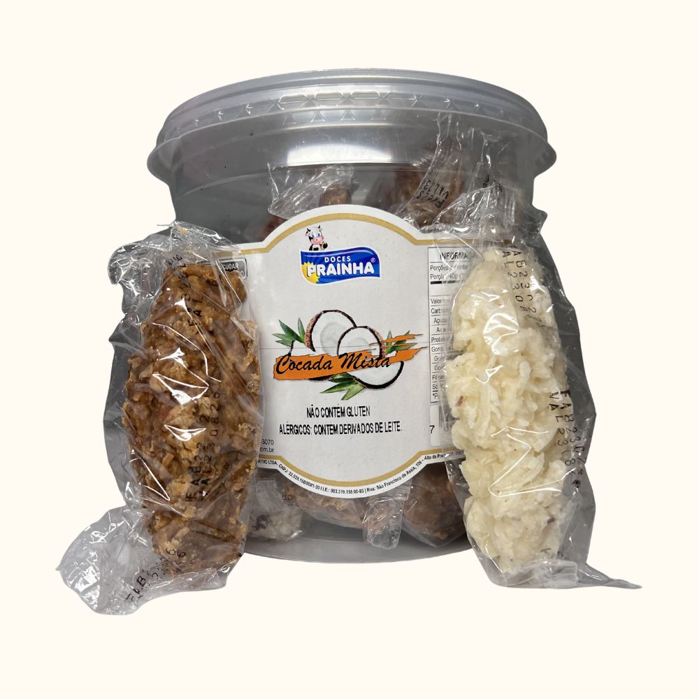 Cocada Mista Prainha – Pote com 20 Unidades (1,1kg)