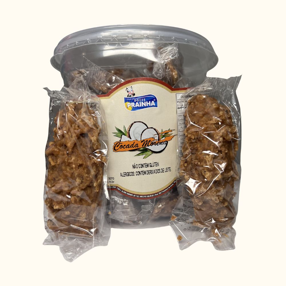 Cocada Morena Prainha – Pote com 20 Unidades (1,1kg)