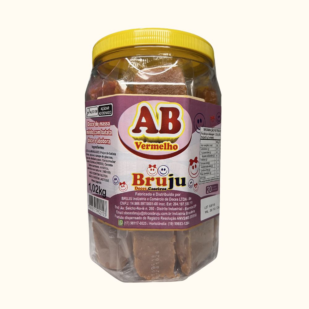 Doce AB Vermelho Bruju – Batata Doce e Abóbora 1,02kg (20 Unidades)