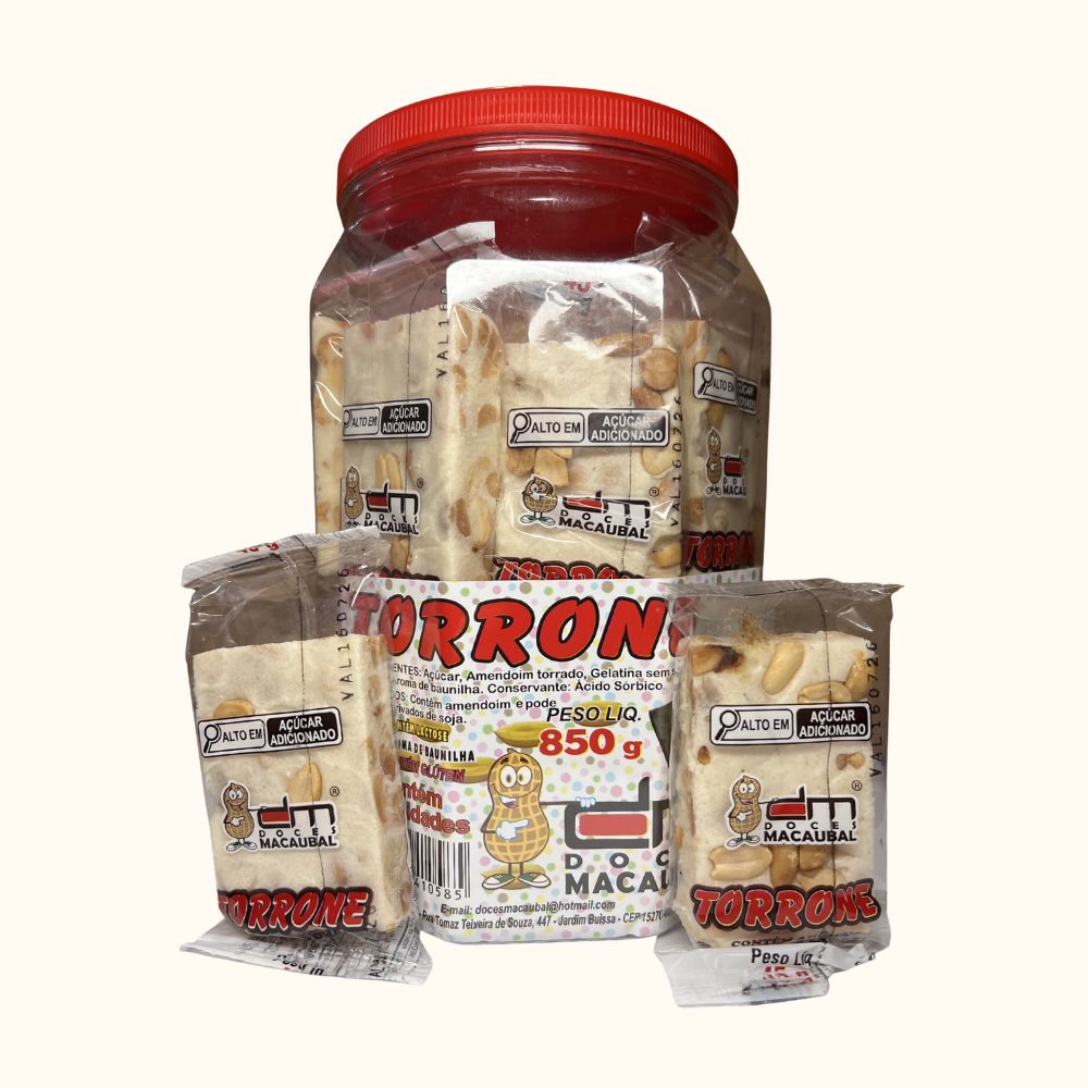 Torrone Crocante de Amendoim – Pote 850g com 20 Unidades