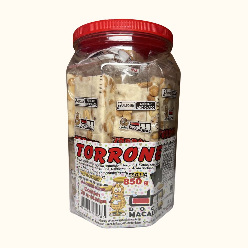 Torrone Crocante de Amendoim – Pote 850g com 20 Unidades