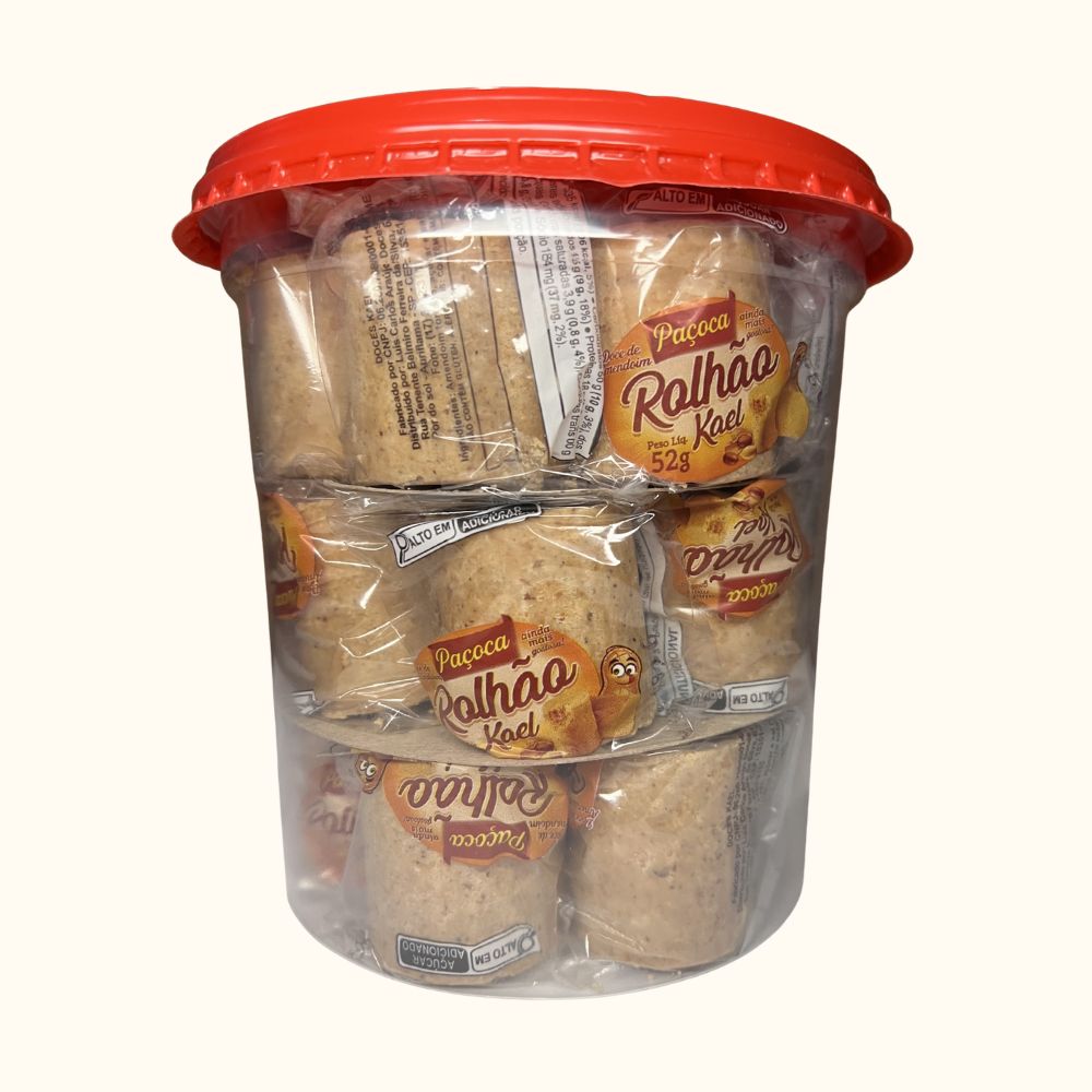 Paçoca Rolhão de Amendoim – 1,1kg/Pote com 20 Unidades