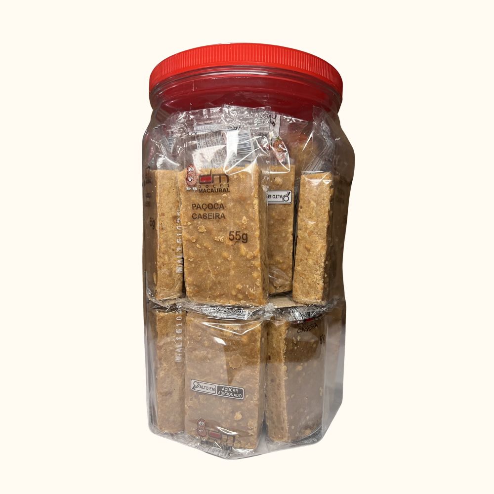 Paçoca Caseira de Amendoim – Pote 1,1kg com 20 Unidades