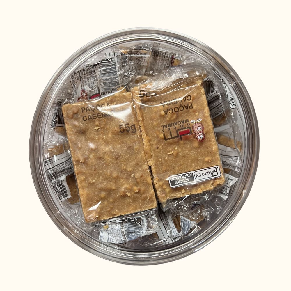 Paçoca Caseira de Amendoim – Pote 1,1kg com 20 Unidades