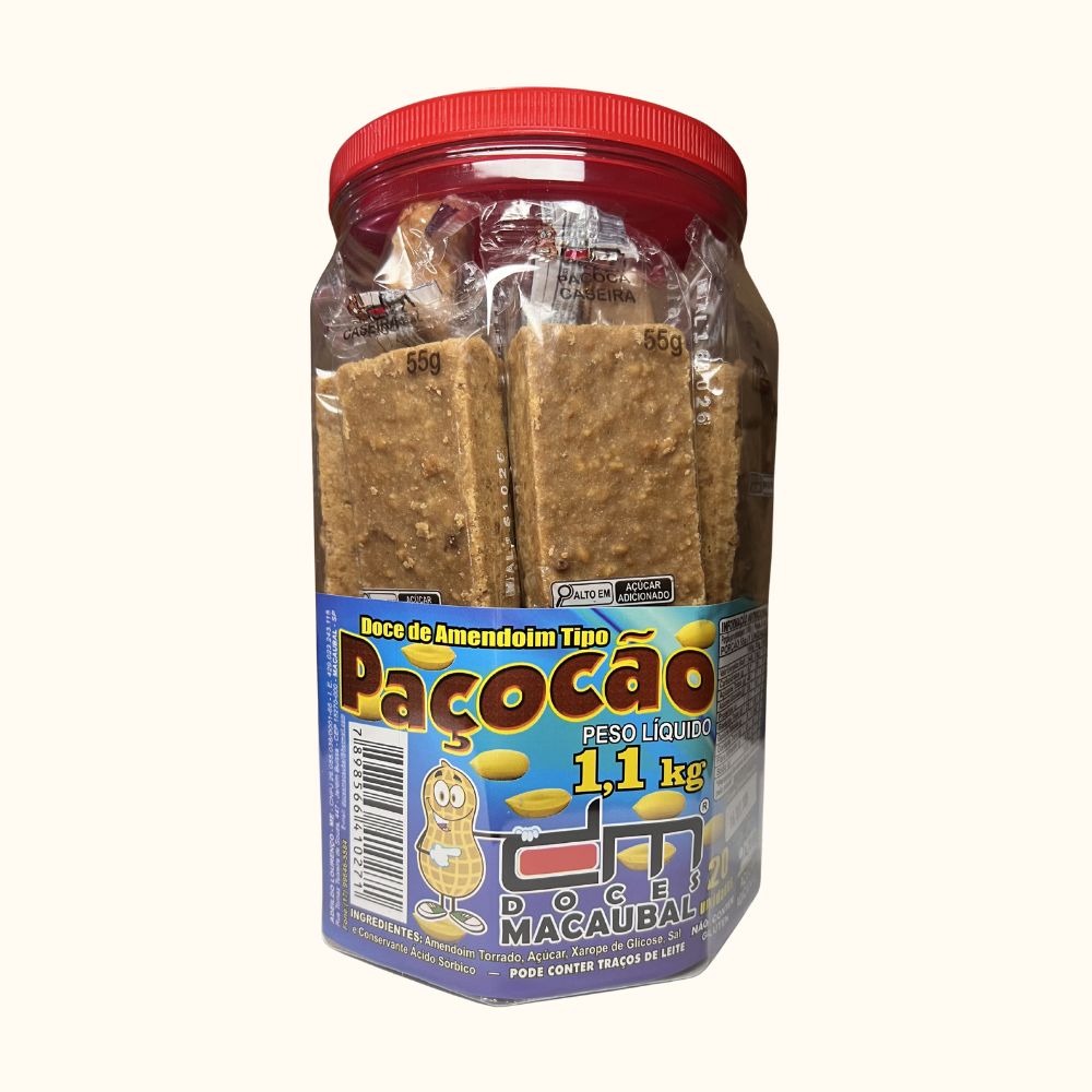 Paçoca Caseira de Amendoim – Pote 1,1kg com 20 Unidades