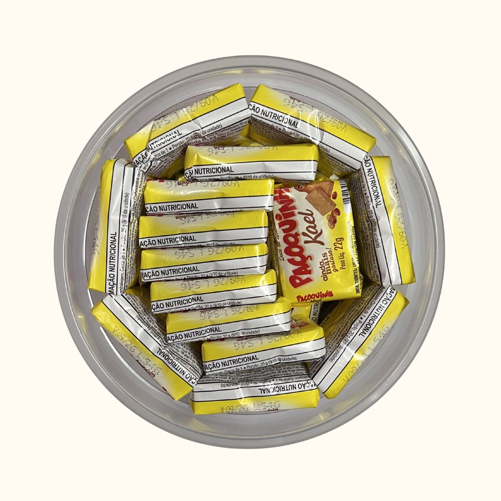 Paçoca Quadrada Kael – Pote 1,05kg com (50 Unidades)