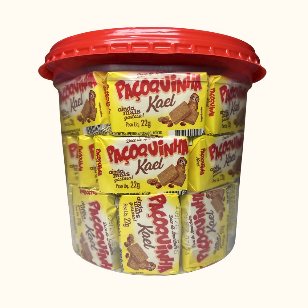Paçoca Quadrada Kael – Pote 1,05kg com (50 Unidades)